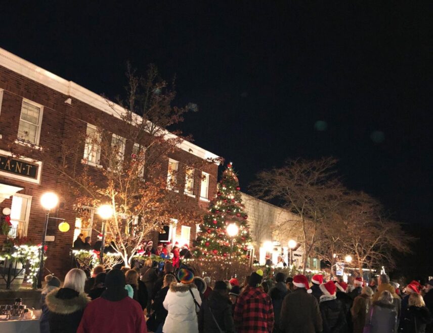 Tree lighting ceremony in Jordan’s Christmas Village.