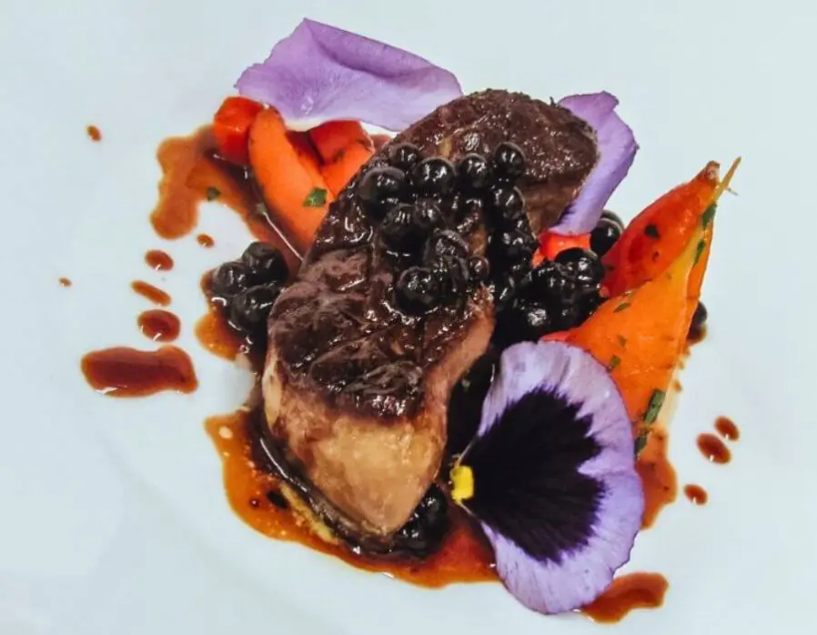 Millcroft Inn & Spa’s foie gras with cognac blueberry marmalade dessert.