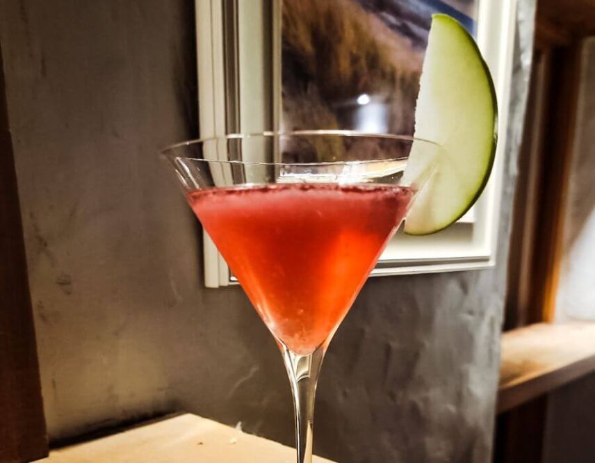 Millcroft Inn & Spa's specialty holiday Cranberry Margarita cocktail prepared by the bartenders at Vintage Hotels.