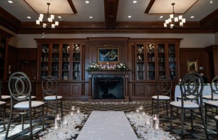 Romantic wedding ceremony in the Olde Library at Pillar and Post