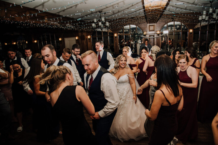 A wedding reception with a large guest list