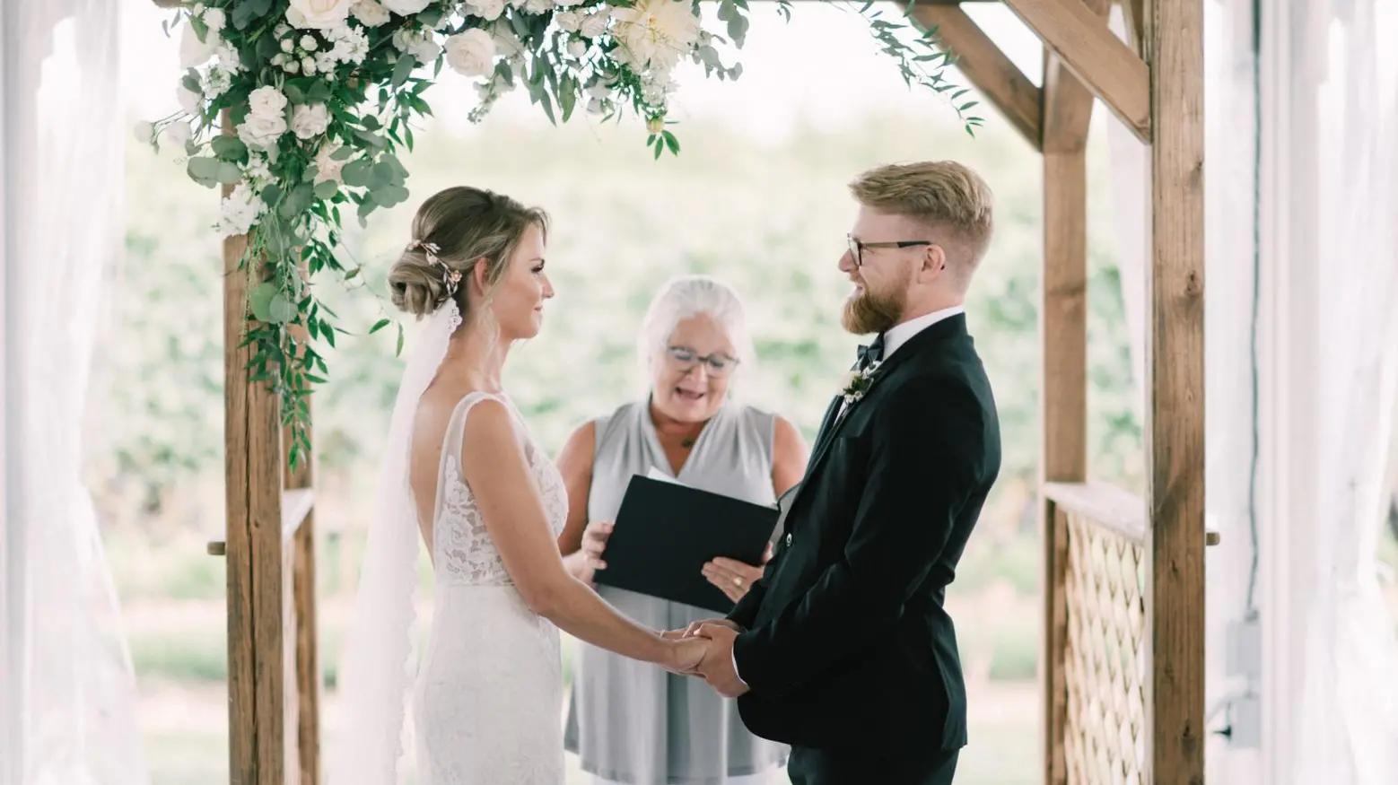 Wedding ceremony at Bella Terra Vineyards in Niagara-on-the-Lake.