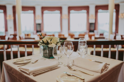 A table setting inside Tiara Restaurant in Niagara-on-the-Lake.