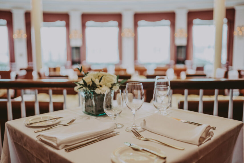 A table setting inside Tiara Restaurant in Niagara-on-the-Lake.