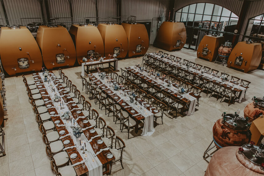 Aerial view of the Big Head Wines wedding venue in Niagara-on-the-Lake, Ontario.