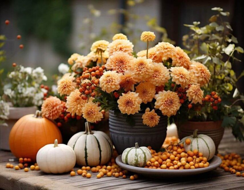Autumn themed floral display at Vintage Hotels in Niagara-on-the-Lake, Ontario.