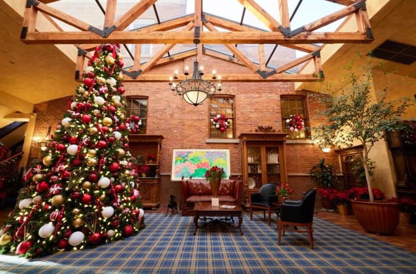 Festively decorated Christmas tree for a Christmas Wonderland at Pillar and Post