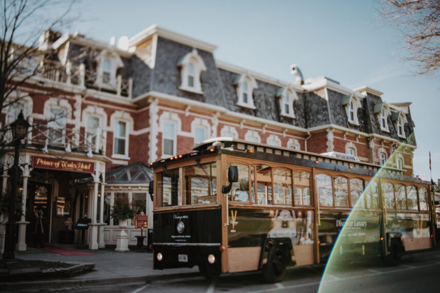 The Vintage Hotels wine trolley in front of the Prince of Wales hotel in Niagara-on-the-Lake.