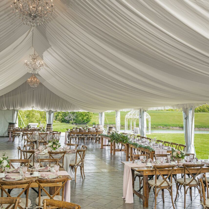 Outdoor spring wedding venue at Sue-Ann Staff Estate Winery in Niagara