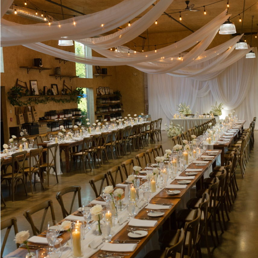 Winter Wedding reception at The Hare Wine Co. a Niagara winery wedding venue