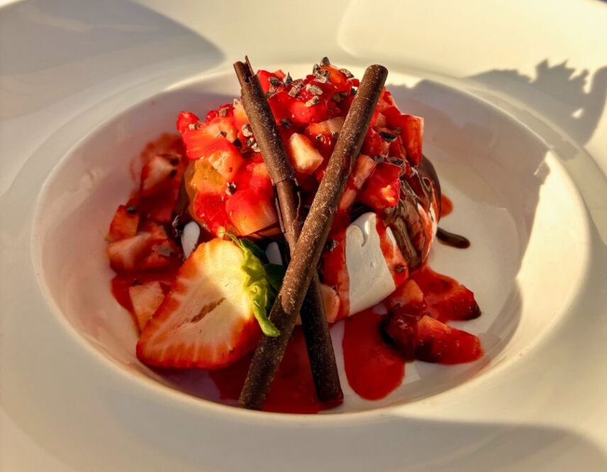 Inn On The Twenty's Chocolate Strawberry Pavlova recipe.