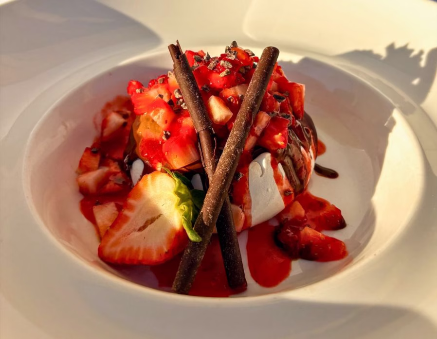 Inn On The Twenty's Chocolate Strawberry Pavlova recipe.