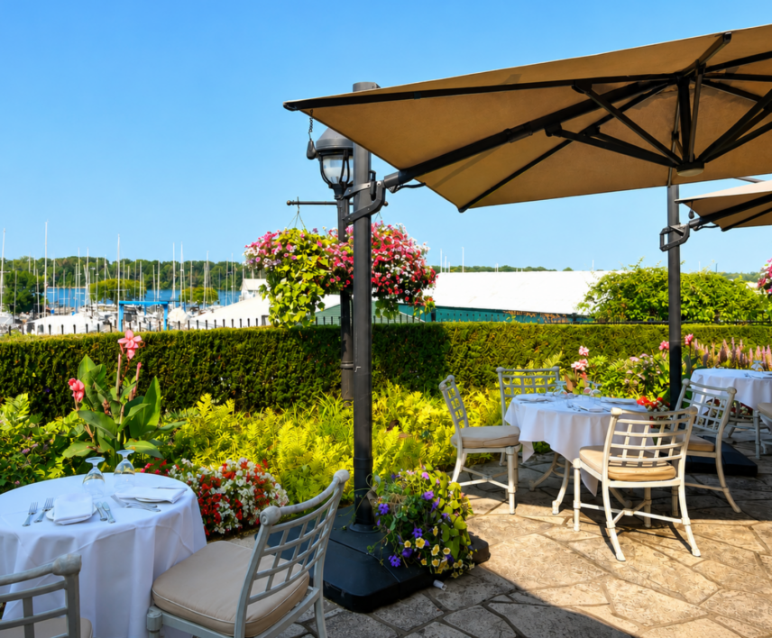 Al Fresco Dining on the Patio at La Regina restaurant at Queen's Landing in Niagara-on-the-Lake