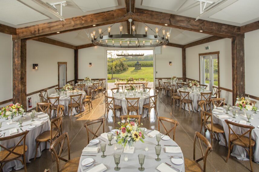 The Barns at Cave Spring Vineyard in Jordan Village for a wine country wedding in Ontario