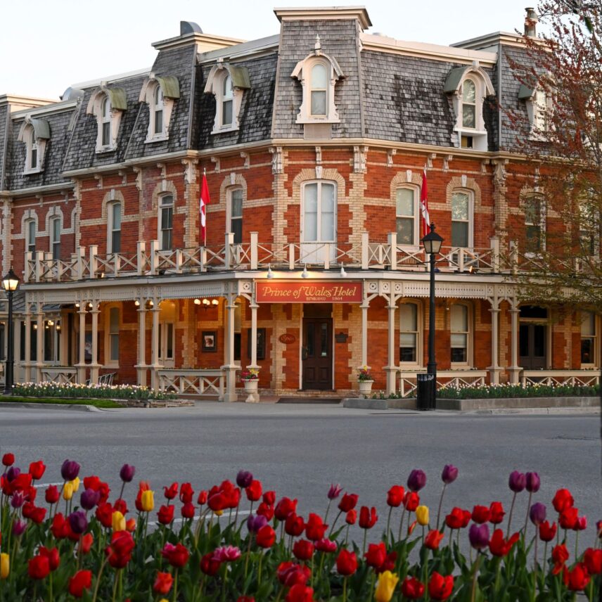 The Prince of Wales Hotel in May with Tulips blooming