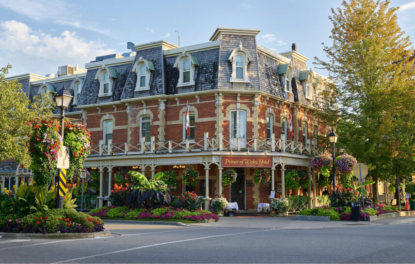 Exterior of the historic Prince of Wales Hotel in Niagara on the Lake Ontario