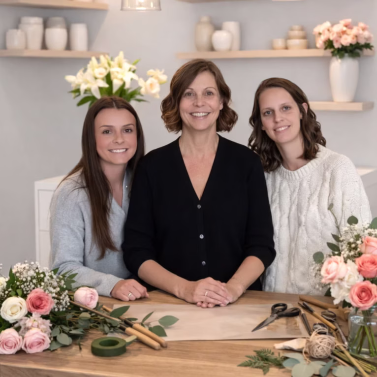 3 Girls Floral team designing romantic floral installation