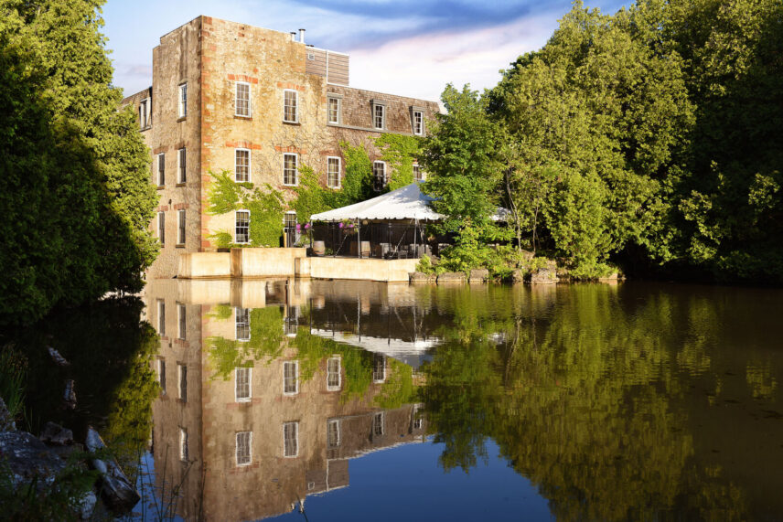 Historic stone mill building at Millcroft Inn & Spa in Caledon Ontario, now a luxury spa retreat near the Niagara Escarpment