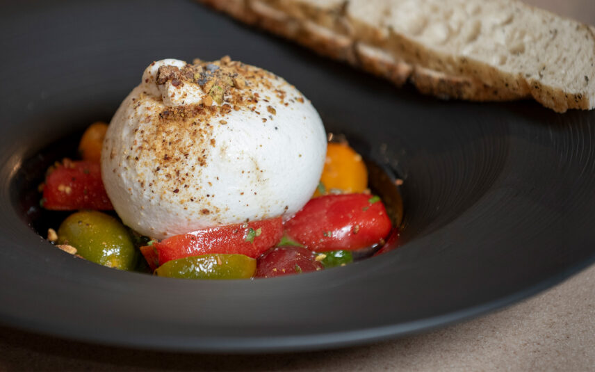 Burrata e Pistacchio a signature dish served at La Regina Restaurant in Niagara on the Lake at Queen's Landing
