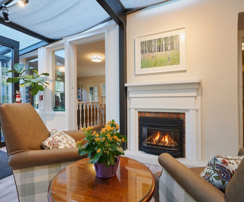 Warm up to winter by the fire at Moffat Inn in Niagara-on-the-Lake.