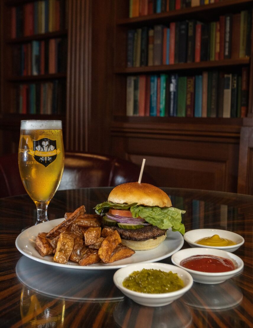 $5 Burger and fries in the Churchill Lounge at Prince of Wales Hotel in Niagara on the Lake