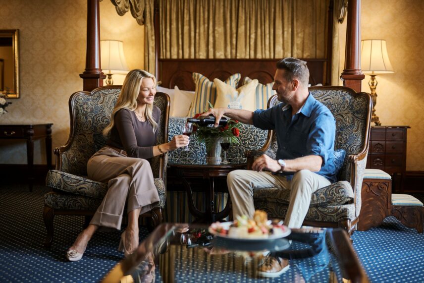 Couple in a romantic suite at Prince of Wales hotel in Niagara-on-the-Lake