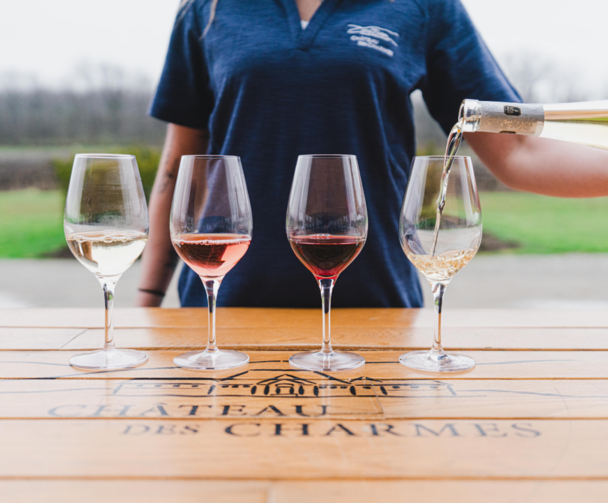 Wine tasting experience at Chateau des Charmes in Niagara wine country.